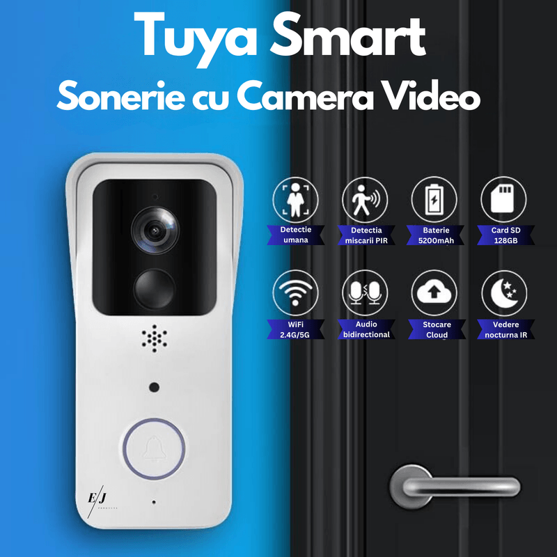 Casa si Gradina - Electrice - Accesorii electrice - Sonerii electrice - Sonerie video inteligenta prin WiFi, night vision, rezistenta la apa - Infinity.ro