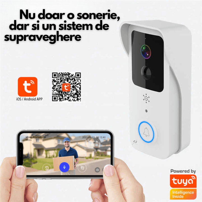 Casa si Gradina - Electrice - Accesorii electrice - Sonerii electrice - Sonerie video inteligenta prin WiFi, night vision, rezistenta la apa - Infinity.ro