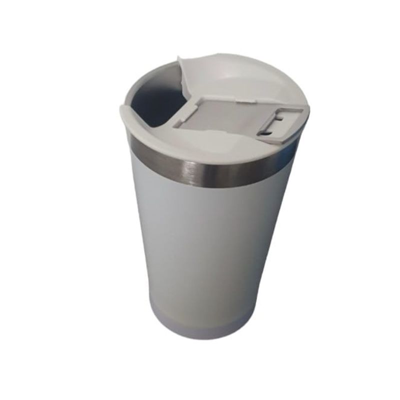 Casa si Gradina - Bucatarie si vesela - Accesorii bar - Termosuri si Cani termos - Cana tip termos, interior inox, capacitate 500 ml, capac cu deschizator sticle, incarcare USB, lumina led, alb ABYZ - Infinity.ro