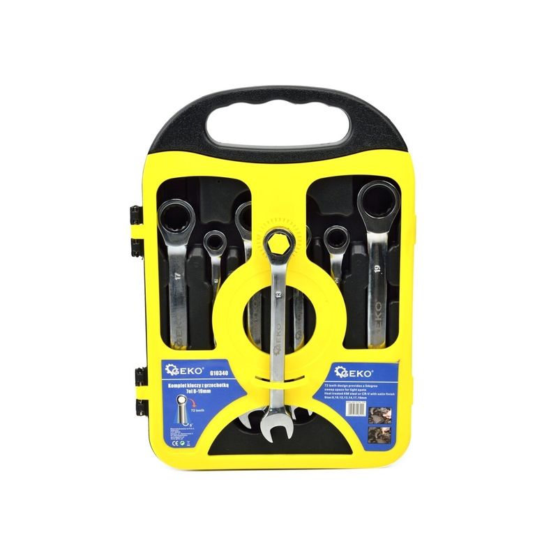 Casa si Gradina - Constructii - Scule de mana si unelte - Chei si truse chei - Set de chei cu clichet 7 piese, 8-19mm, GEKO G10340 - Infinity.ro