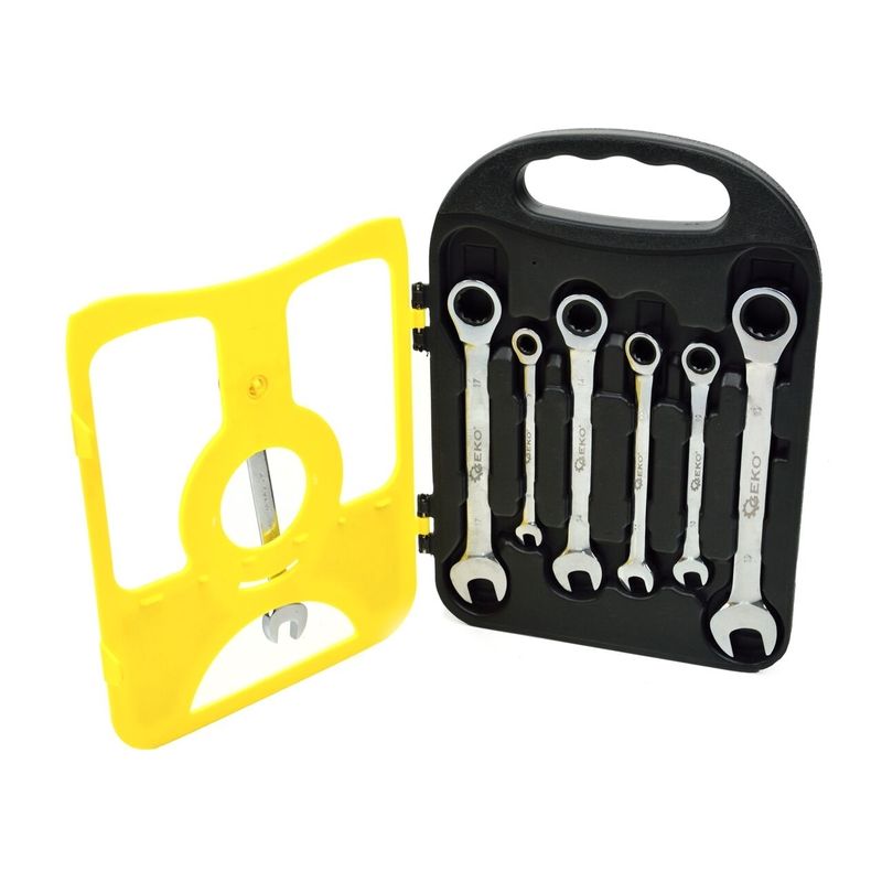 Casa si Gradina - Constructii - Scule de mana si unelte - Chei si truse chei - Set de chei cu clichet 7 piese, 8-19mm, GEKO G10340 - Infinity.ro