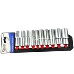 Casa si Gradina - Constructii - Scule de mana si unelte - Chei si truse chei - Set 10 chei tubulare 1/2" CRV 10-24mm cu suport metalic, GEKO G13545 - Infinity.ro
