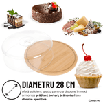 Casa si Gradina - Bucatarie si vesela - Vesela si tacamuri - Platouri de bucatarie - Platou Rotund din Bambus cu Capac pentru Tort, Prajituri, diametru 28cm ABYZ - Infinity.ro