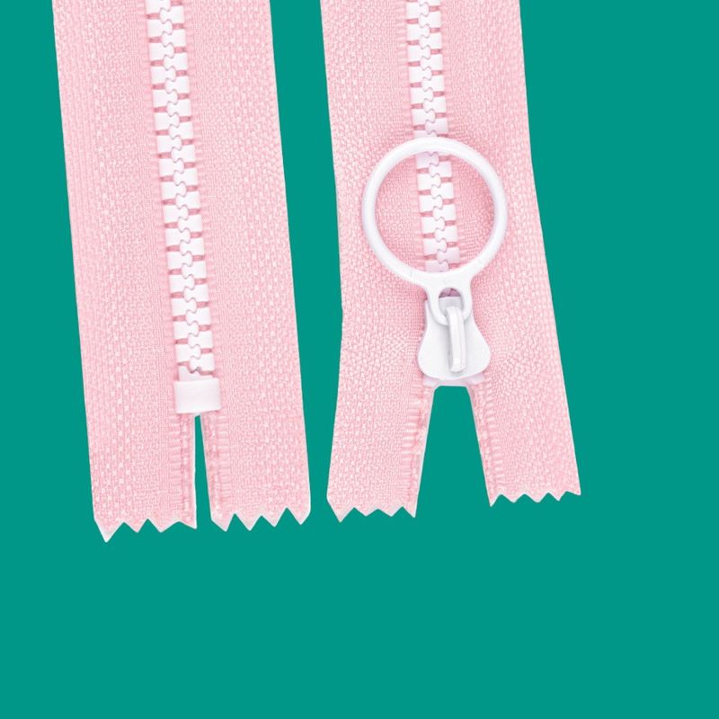 Casa si Gradina - Decoratiuni - DIY - Articole mercerie - Fermoar plastic colorat nedetasabil nr. 5 Crisalida, lungime 20 cm, Roz deschis si alb - Infinity.ro