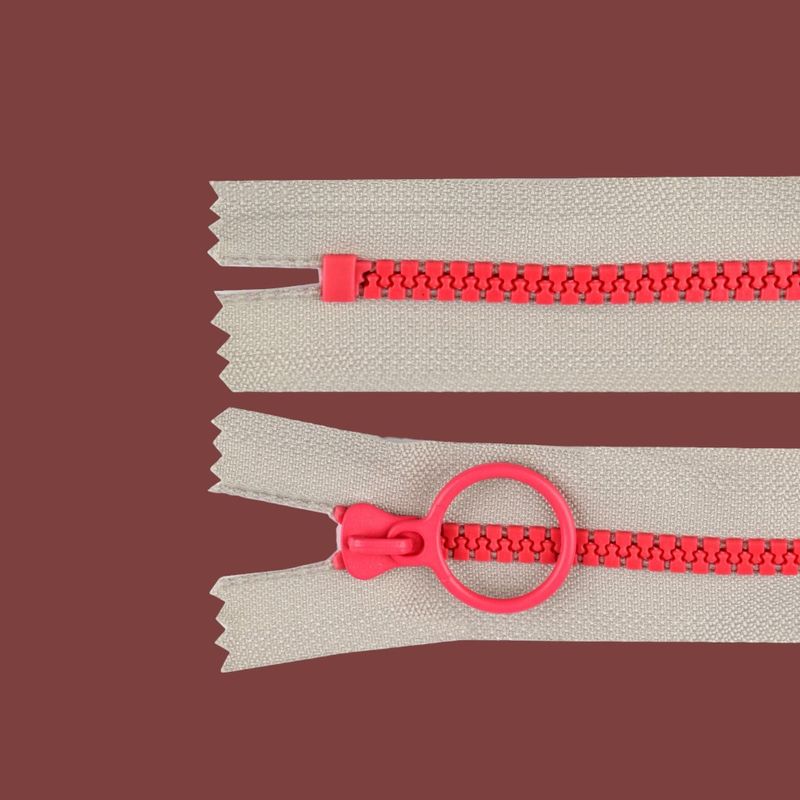 Casa si Gradina - Decoratiuni - DIY - Articole mercerie - Fermoar plastic colorat nedetasabil nr. 5 Crisalida, lungime 20 cm, Gri si roz - Infinity.ro