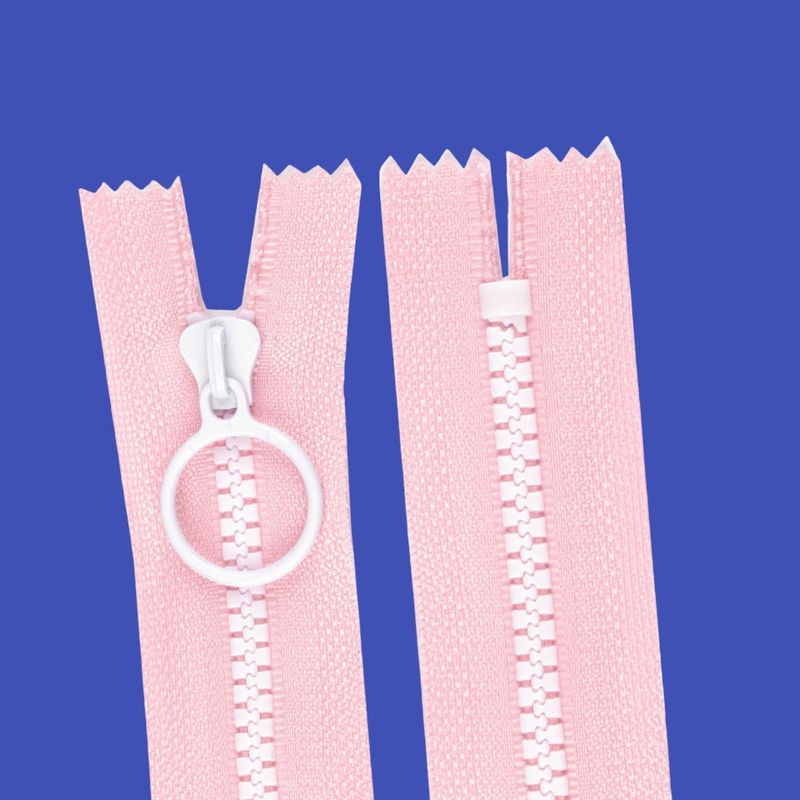 Casa si Gradina - Decoratiuni - DIY - Articole mercerie - Fermoar plastic colorat nedetasabil nr. 5 Crisalida, lungime 20 cm, Roz deschis si alb - Infinity.ro