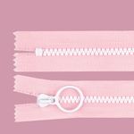 Casa si Gradina - Decoratiuni - DIY - Articole mercerie - Fermoar plastic colorat nedetasabil nr. 5 Crisalida, lungime 20 cm, Roz deschis si alb - Infinity.ro