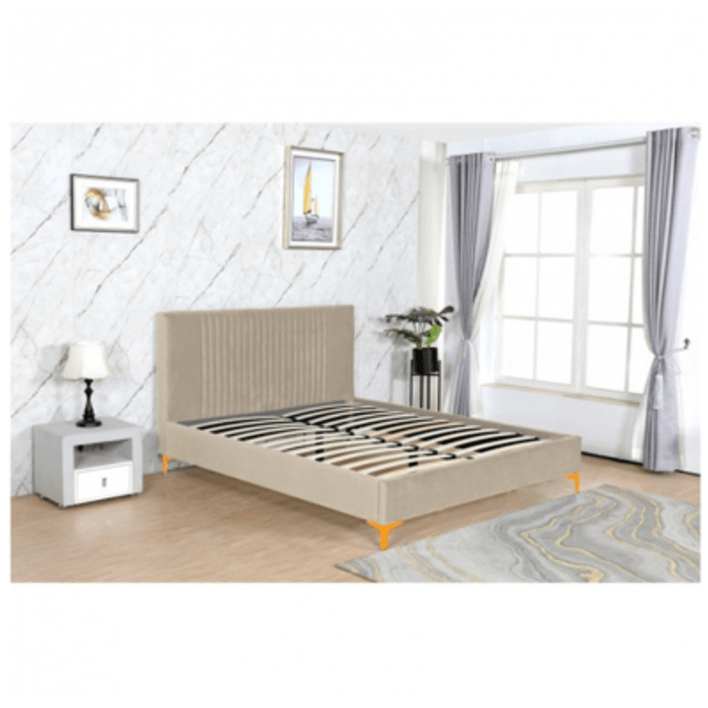 Casa si Gradina - Mobilier - Paturi si accesorii - Paturi - Pat Elegance, 160 x 200 cm, tapitat catifea camel, somiera inclusa - Infinity.ro