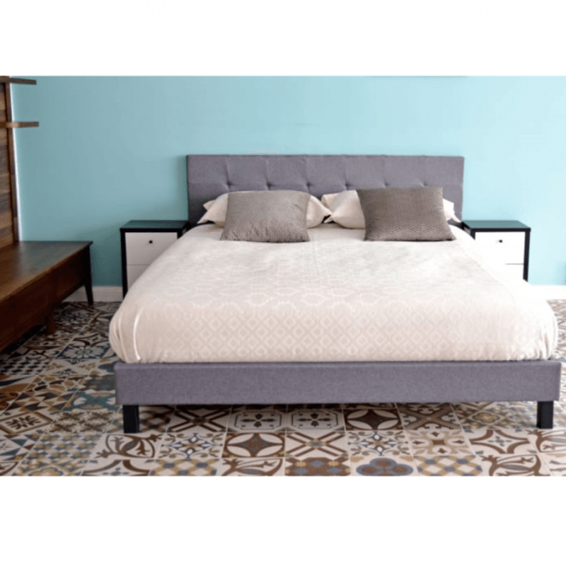 Casa si Gradina - Mobilier - Paturi si accesorii - Paturi - Pat Mali, 160 x 200 cm, tapitat stofa gri, somiera inclusa - Infinity.ro