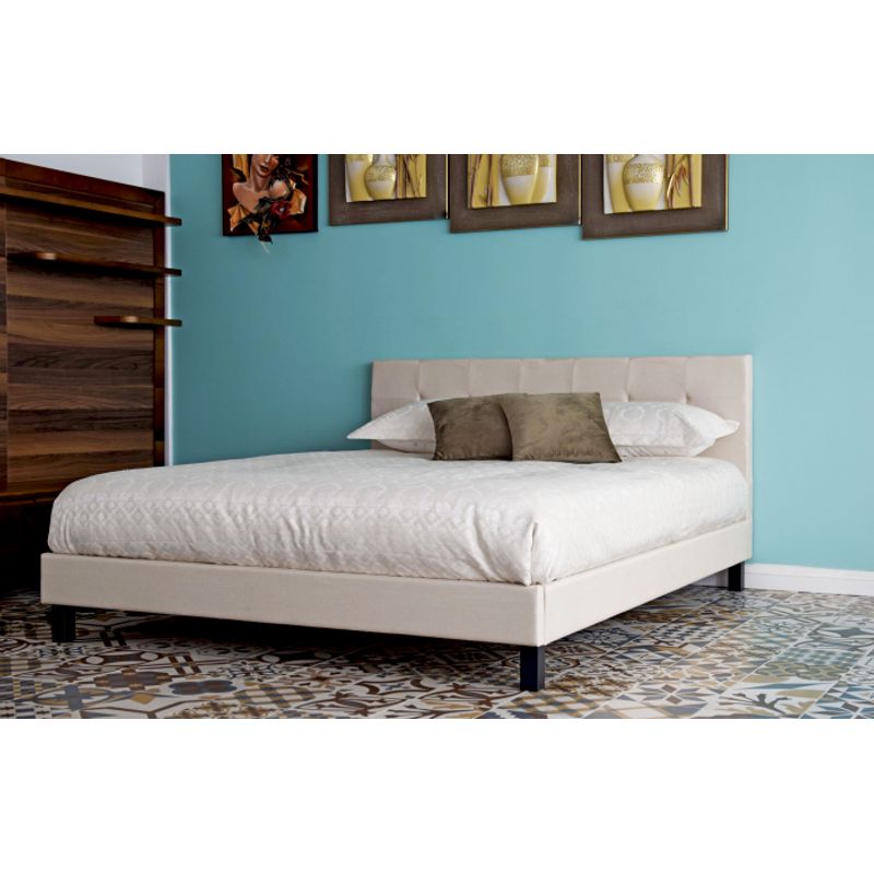 Casa si Gradina - Mobilier - Paturi si accesorii - Paturi - Pat Mali, 160 x 200 cm, tapitat nuanta crem, somiera inclusa - Infinity.ro