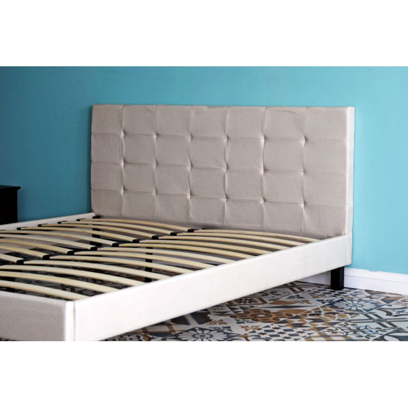 Casa si Gradina - Mobilier - Paturi si accesorii - Paturi - Pat Mali, 160 x 200 cm, tapitat nuanta crem, somiera inclusa - Infinity.ro