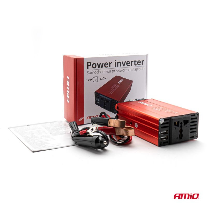 Auto si Moto - Reparatii si depanare - Invertoare auto - Convertor de tensiune 24V -> 230V, 300W/600W, 2 x USB 5V - Infinity.ro