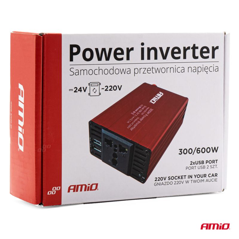 Auto si Moto - Reparatii si depanare - Invertoare auto - Convertor de tensiune 24V -> 230V, 300W/600W, 2 x USB 5V - Infinity.ro