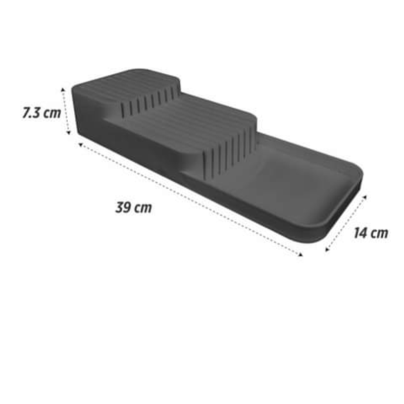 Casa si Gradina - Bucatarie si vesela - Organizare si depozitare bucatarie - Suporturi tacamuri si vase - Organizator sertar pentru cutite, 39x14x7,3cm, culoare Gri ABYZ - Infinity.ro