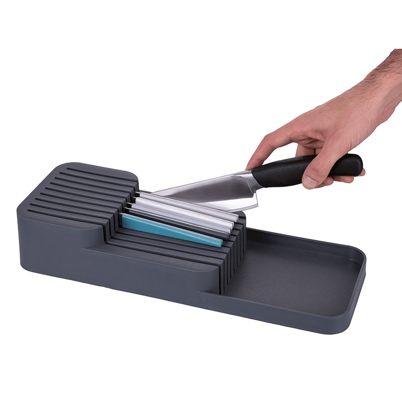 Casa si Gradina - Bucatarie si vesela - Organizare si depozitare bucatarie - Suporturi tacamuri si vase - Organizator sertar pentru cutite, 39x14x7,3cm, culoare Gri ABYZ - Infinity.ro