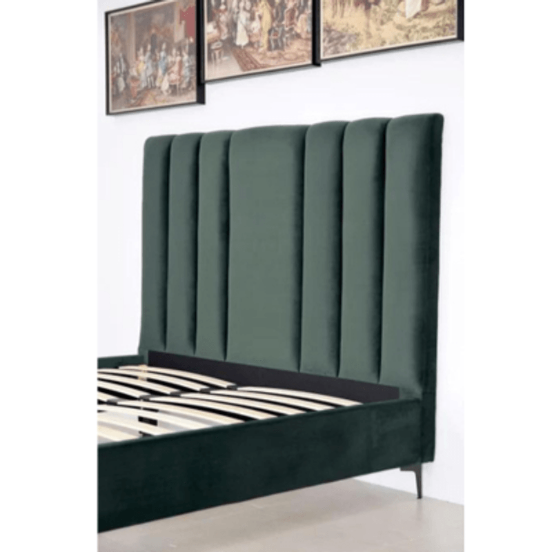 Casa si Gradina - Mobilier - Paturi si accesorii - Paturi - Pat Deja Vu, 160 x 200 cm, tapitat catifea verde, somiera inclusa - Infinity.ro