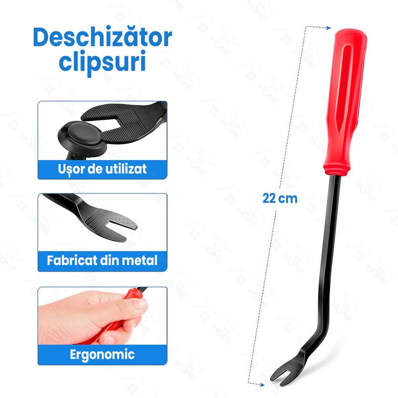 Auto si Moto - Reparatii si depanare - Scule auto - Scule si truse auto - Set 725 piese cu 635 de clipsuri universale si 45 cleme fixare, GlowforHome, 5 leviere, 30 bureti, 10 bride - Infinity.ro
