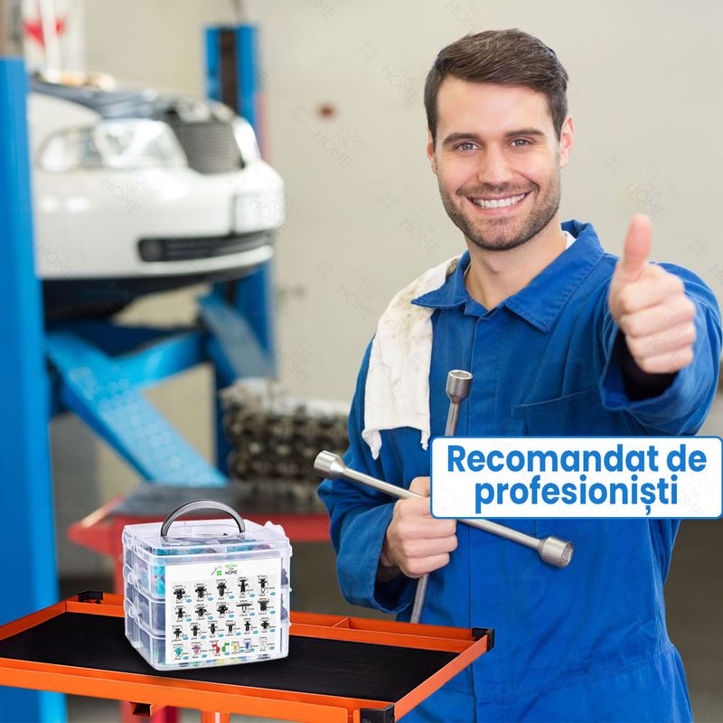 Auto si Moto - Reparatii si depanare - Scule auto - Scule si truse auto - Set 725 piese cu 635 de clipsuri universale si 45 cleme fixare, GlowforHome, 5 leviere, 30 bureti, 10 bride - Infinity.ro