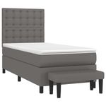 Casa si Gradina - Mobilier - Paturi si accesorii - Paturi - Pat box spring cu saltea, gri, 80x200 cm, piele ecologica - Infinity.ro