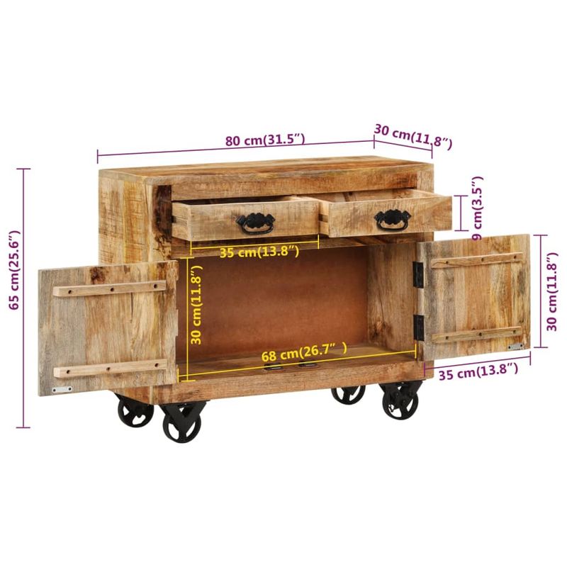 Casa si Gradina - Mobilier - Comode si corpuri - Comode - Servanta, 80x30x65 cm, lemn masiv de mango brut - Infinity.ro