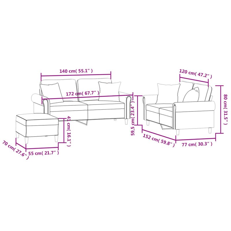 Casa si Gradina - Mobilier - Seturi de mobilier - Seturi living - Set de canapele cu perne, 3 piese, galben, catifea - Infinity.ro