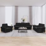 Casa si Gradina - Mobilier - Seturi de mobilier - Seturi living - Set de canapele cu perne, 3 piese, negru, catifea - Infinity.ro