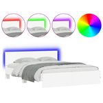 Casa si Gradina - Mobilier - Paturi si accesorii - Paturi - Cadru de pat cu tablie si LED, alb, 160x200 cm - Infinity.ro