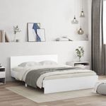 Casa si Gradina - Mobilier - Paturi si accesorii - Paturi - Cadru de pat cu tablie si LED, alb, 160x200 cm - Infinity.ro