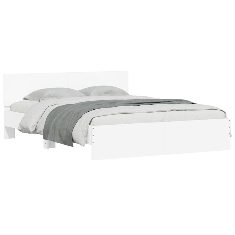 Casa si Gradina - Mobilier - Paturi si accesorii - Paturi - Cadru de pat cu tablie si LED, alb, 160x200 cm - Infinity.ro