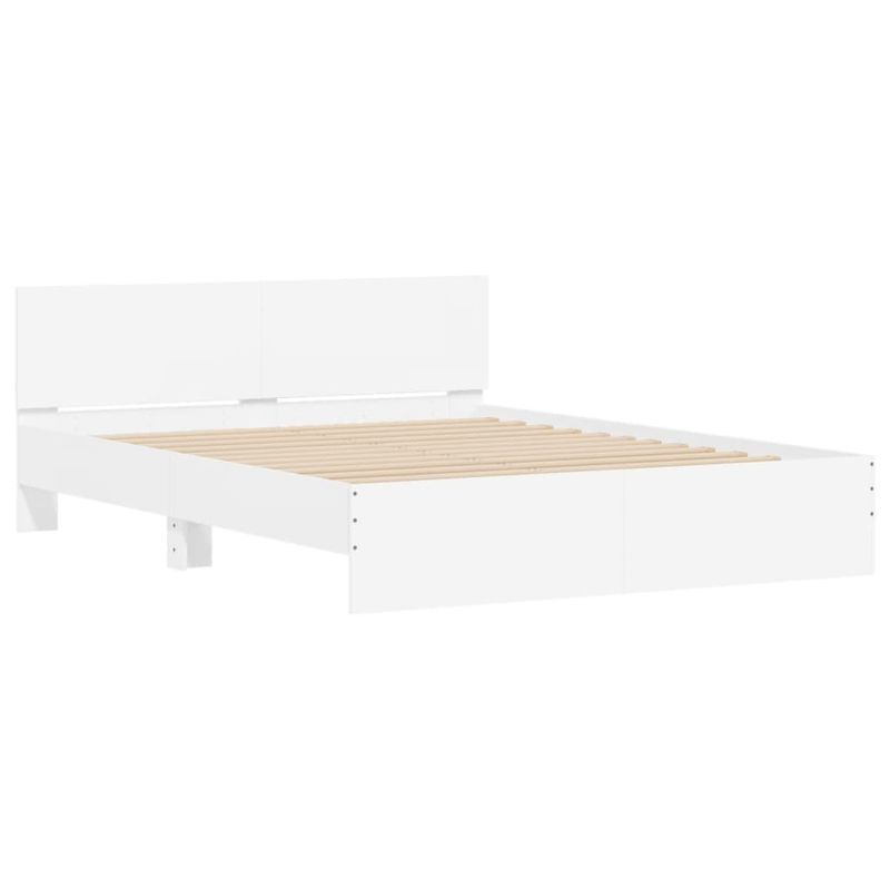 Casa si Gradina - Mobilier - Paturi si accesorii - Paturi - Cadru de pat cu tablie si LED, alb, 160x200 cm - Infinity.ro