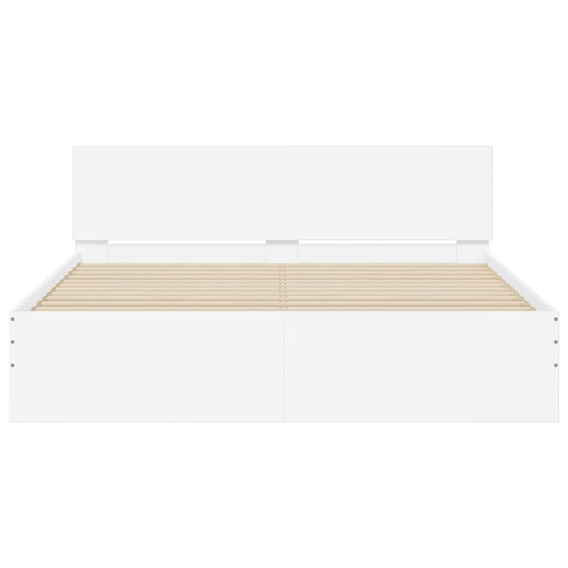 Casa si Gradina - Mobilier - Paturi si accesorii - Paturi - Cadru de pat cu tablie si LED, alb, 160x200 cm - Infinity.ro