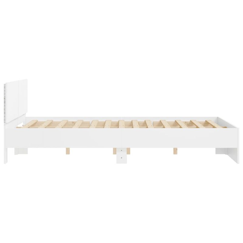 Casa si Gradina - Mobilier - Paturi si accesorii - Paturi - Cadru de pat cu tablie si LED, alb, 160x200 cm - Infinity.ro