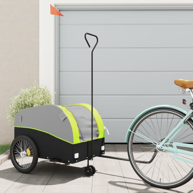 Sport si Outdoor - Ciclism - Accesorii pentru biciclete - Remorci biciclete - Remorca pentru biciclete, negru și verde, 45 kg, fier, mărime 63x126x63 cm - Infinity.ro