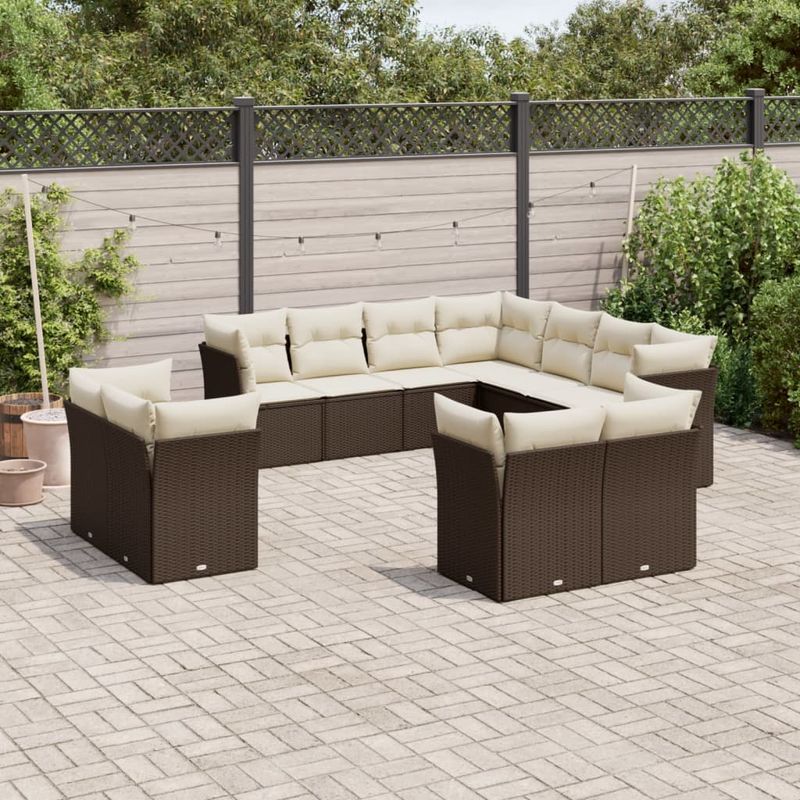 Casa si Gradina - Gradina si terasa - Mobilier exterior - Seturi mobila gradina - Set canapele de gradina cu perne, 11 piese, maro, poliratan - Infinity.ro