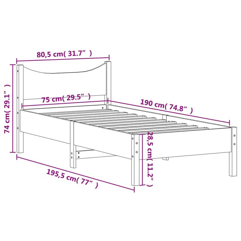 Casa si Gradina - Mobilier - Paturi si accesorii - Paturi - Cadru de pat, 75x190 cm, lemn masiv de pin - Infinity.ro