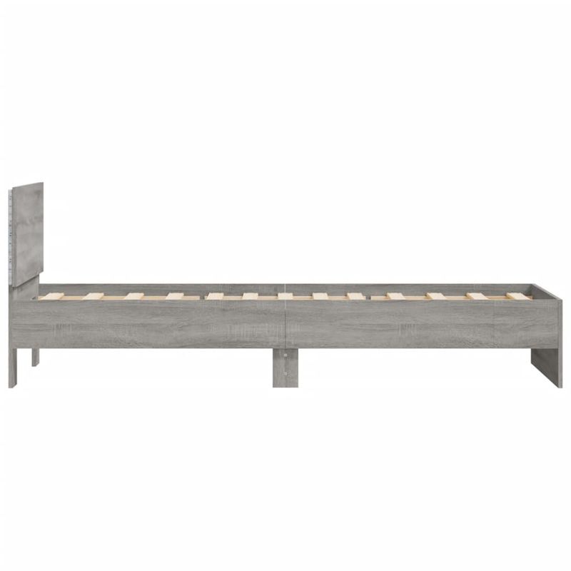 Casa si Gradina - Mobilier - Paturi si accesorii - Paturi - Cadru de pat cu tablie si lumini LED, gri sonoma, 90x190 cm - Infinity.ro