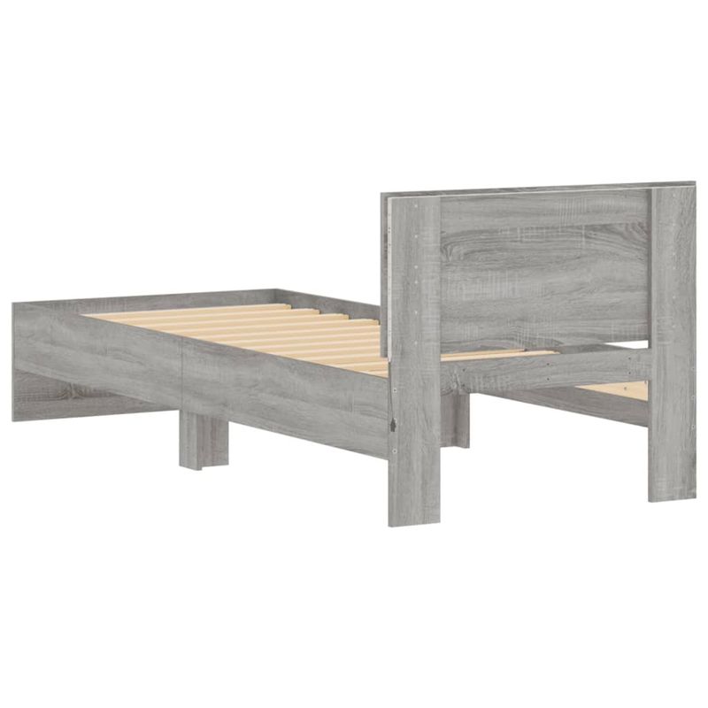 Casa si Gradina - Mobilier - Paturi si accesorii - Paturi - Cadru de pat cu tablie si lumini LED, gri sonoma, 90x190 cm - Infinity.ro