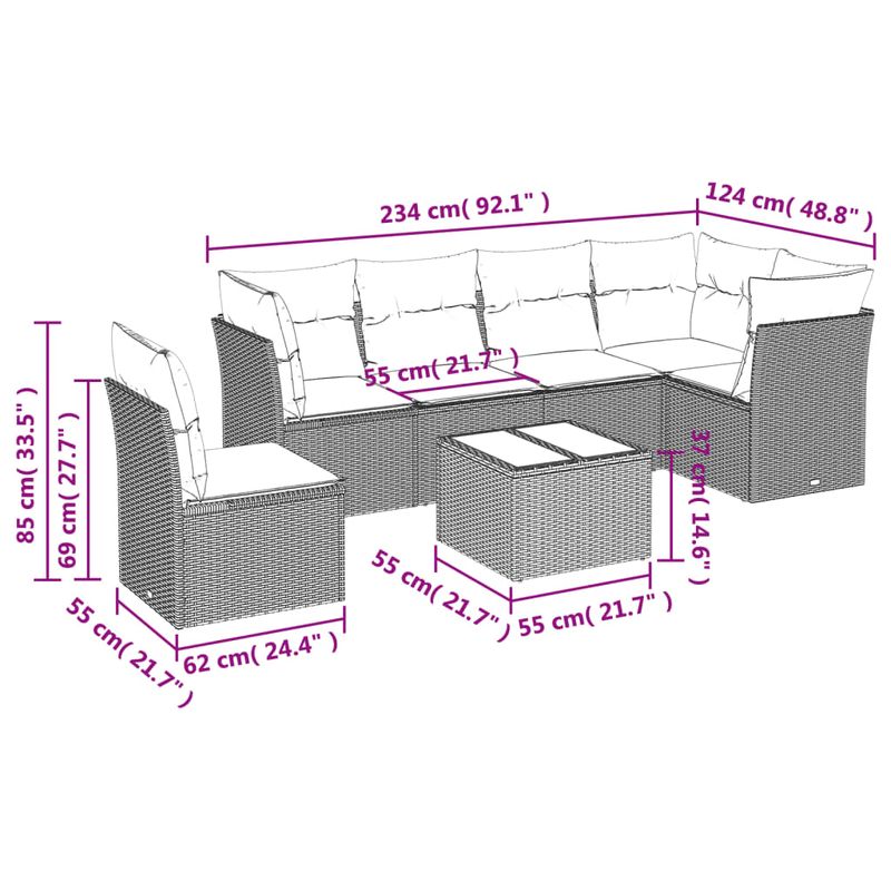 Casa si Gradina - Gradina si terasa - Mobilier exterior - Seturi mobila gradina - Set canapele de gradina, 7 piese, cu perne, bej, poliratan - Infinity.ro
