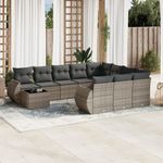 Casa si Gradina - Gradina si terasa - Mobilier exterior - Seturi mobila gradina - Set canapele de gradina cu perne, 11 piese, gri, poliratan - Infinity.ro