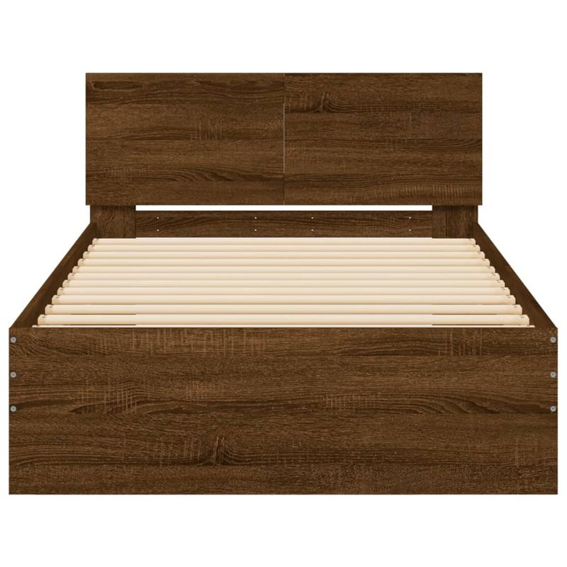 Casa si Gradina - Mobilier - Paturi si accesorii - Paturi - Cadru de pat cu tablie si lumini LED, stejar maro, 100x200 cm - Infinity.ro