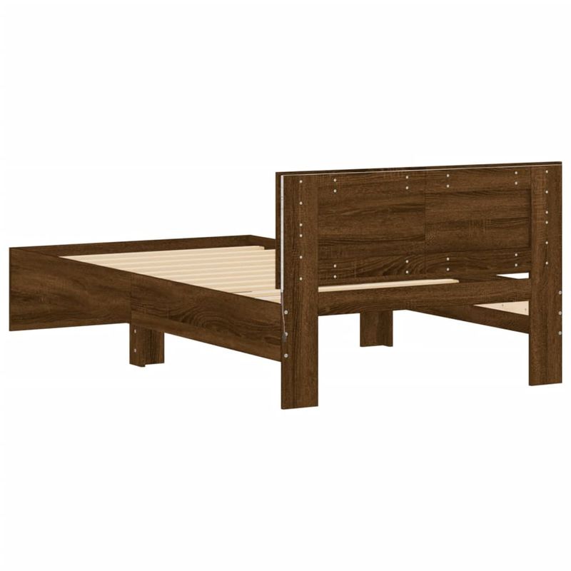 Casa si Gradina - Mobilier - Paturi si accesorii - Paturi - Cadru de pat cu tablie si lumini LED, stejar maro, 100x200 cm - Infinity.ro