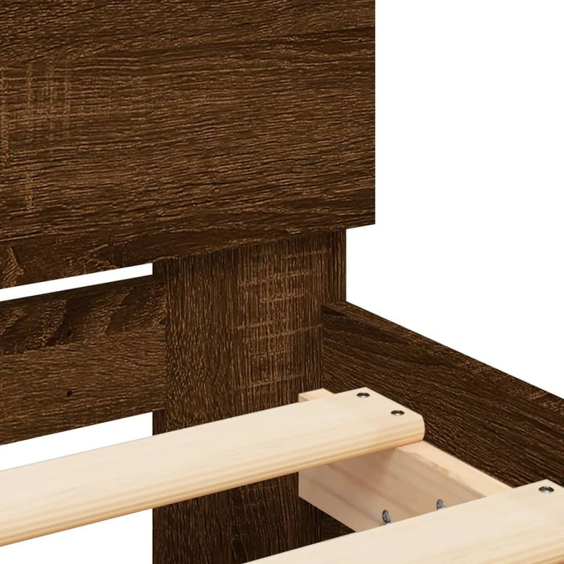 Casa si Gradina - Mobilier - Paturi si accesorii - Paturi - Cadru de pat cu tablie si lumini LED, stejar maro, 100x200 cm - Infinity.ro