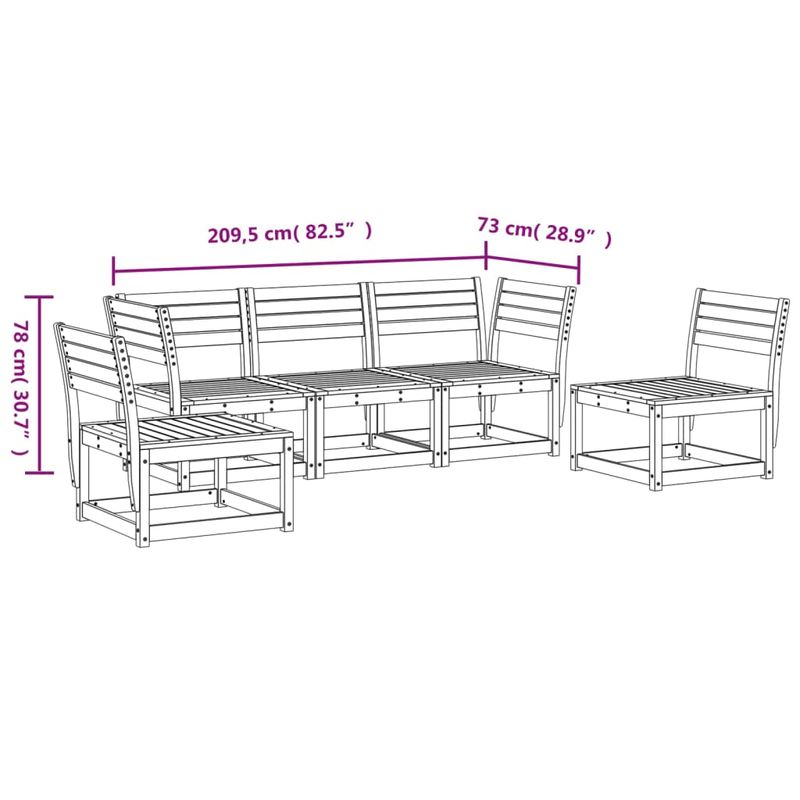 Casa si Gradina - Gradina si terasa - Mobilier exterior - Canapele si fotolii gradina - Canapea de gradina cu 5 locuri, maro ceruit, lemn masiv de pin - Infinity.ro