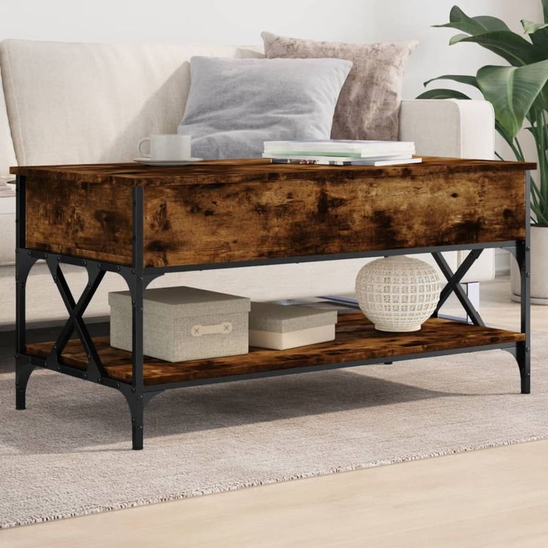 Casa si Gradina - Mobilier - Mese si birouri - Masute de cafea - Masuta de cafea stejar fumuriu 100x50x50cm lemn prelucrat/metal - Infinity.ro