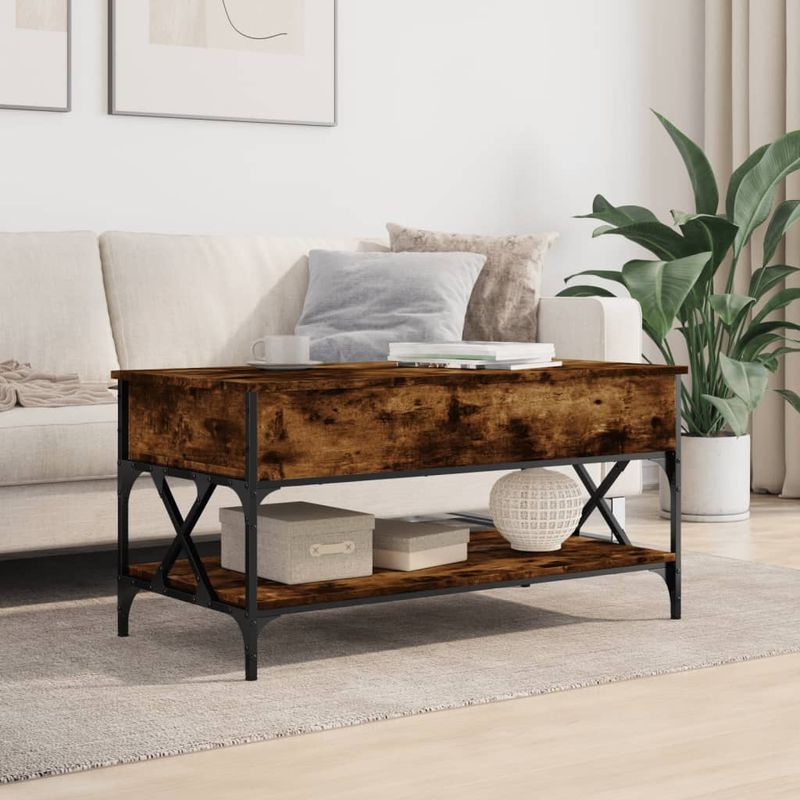 Casa si Gradina - Mobilier - Mese si birouri - Masute de cafea - Masuta de cafea stejar fumuriu 100x50x50cm lemn prelucrat/metal - Infinity.ro