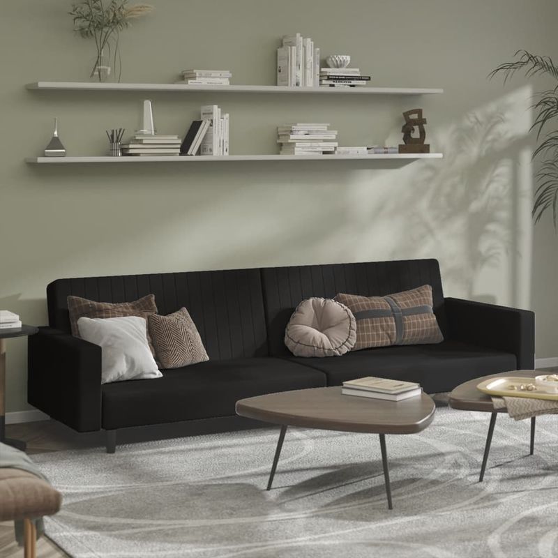 Casa si Gradina - Mobilier - Canapele si coltare - Canapele - Canapea extensibila cu 2 locuri, negru, catifea - Infinity.ro