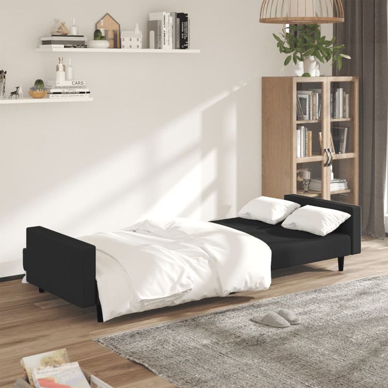 Casa si Gradina - Mobilier - Canapele si coltare - Canapele - Canapea extensibila cu 2 locuri, negru, catifea - Infinity.ro