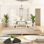 Casa si Gradina - Mobilier - Canapele si coltare - Canapele - Canapea extensibila cu 2 locuri, 2 perne, crem, textil - Infinity.ro