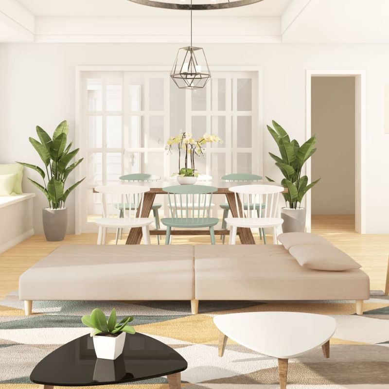 Casa si Gradina - Mobilier - Canapele si coltare - Canapele - Canapea extensibila cu 2 locuri, 2 perne, crem, textil - Infinity.ro