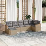 Casa si Gradina - Gradina si terasa - Mobilier exterior - Seturi mobila gradina - Set canapele de gradina, 7 piese, cu perne, bej, poliratan - Infinity.ro